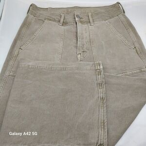 American Eagle Tan Khaki Wide Leg Utility Pants Stretch High Rise Size 0 4767